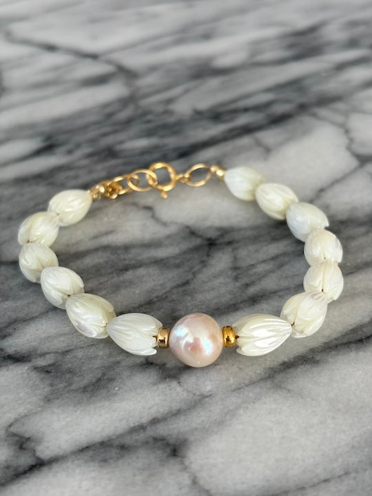 Keiki shops Mother of Pearl Pikake Bangle Bracelet, Pikake Bead Jewelry, Flower Girl Gift, Hawaiian Jewelry, Handmade in Hawaii with Aloha